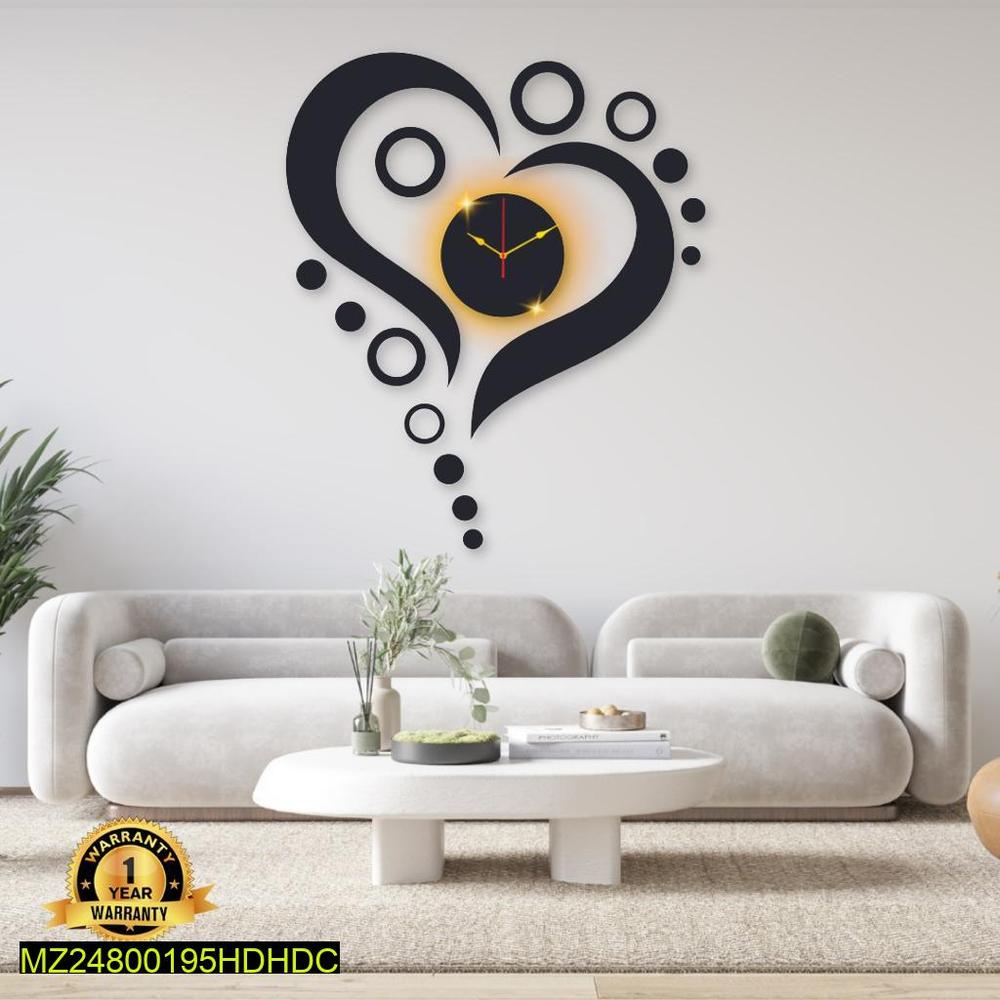 Heart Design Laminated Wall Clock With Backlight – Markaz