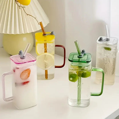 Colorful Square Plastic Cup with Handle